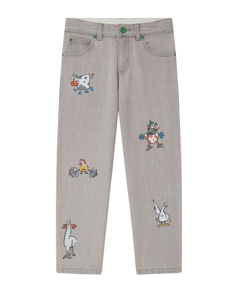 Printli denim şalvar