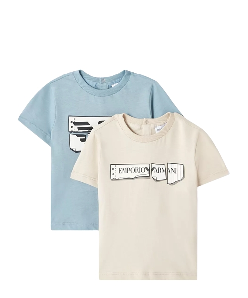 Tシャツ・カットソー EMPORIO ARMANI SS25 SHIRT (EM001522 AF13810 U1098) T-shirt with monogram logo print brand EMPORIO ARMANI