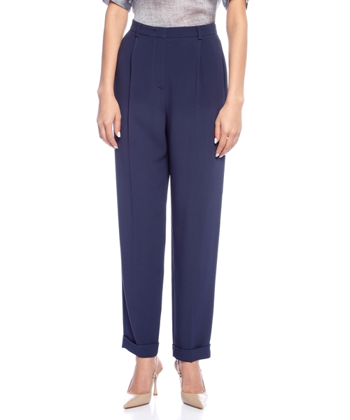 Брюки прямого кроя с одной складкой из вискозного кади