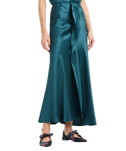Midi skirt in double-sided silk satin