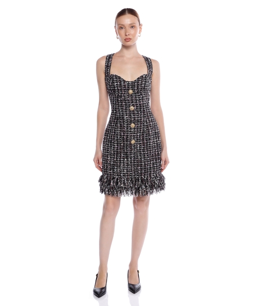 Tweed mini dress with buttons