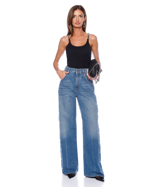 【送料&関税込】Stella McCartney High-waist Denim BouclAC Je Wide-leg jeans with studs | Emporium