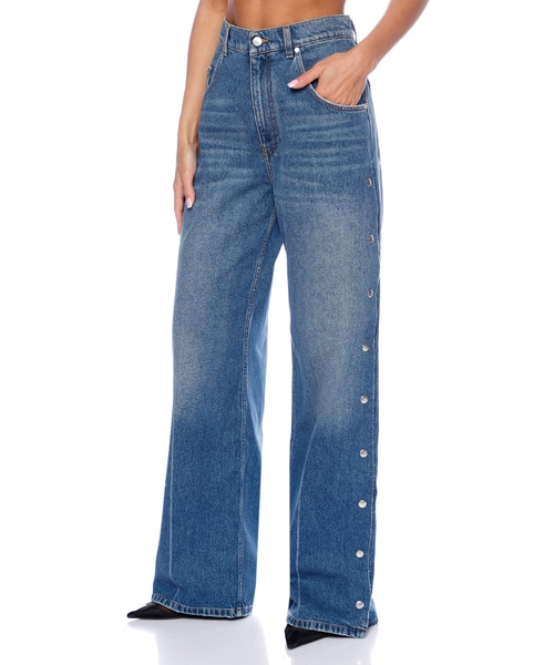 【送料&関税込】Stella McCartney High-waist Denim BouclAC Je Wide-leg jeans with studs | Emporium