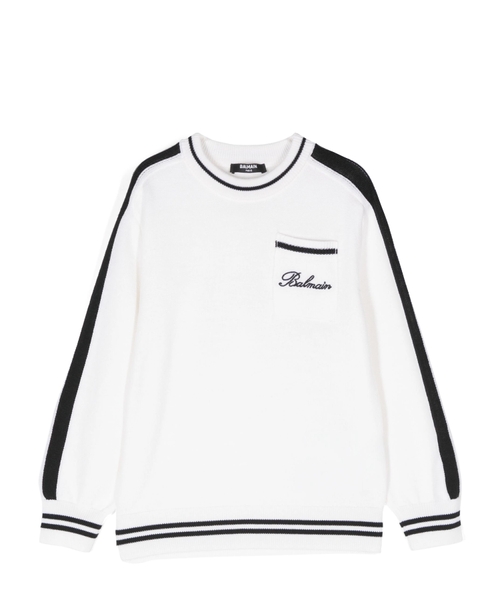 Logo embroidered wool jumper