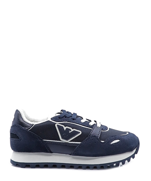 Suede and mesh sneakers with eagle