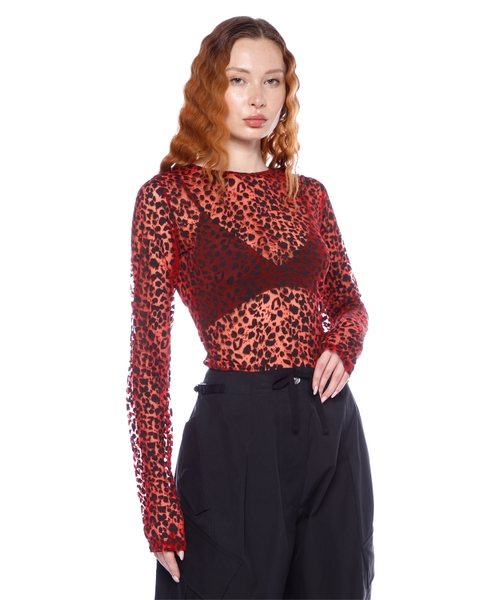 Patterned long-sleeve top