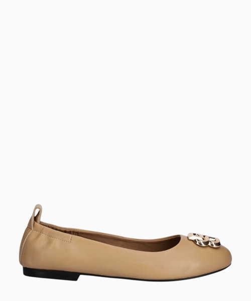 Leather ballerina pumps with Double B monogram hardware