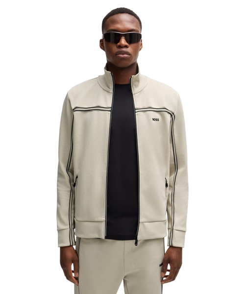 Zip-up sweatshirt with tape inserts