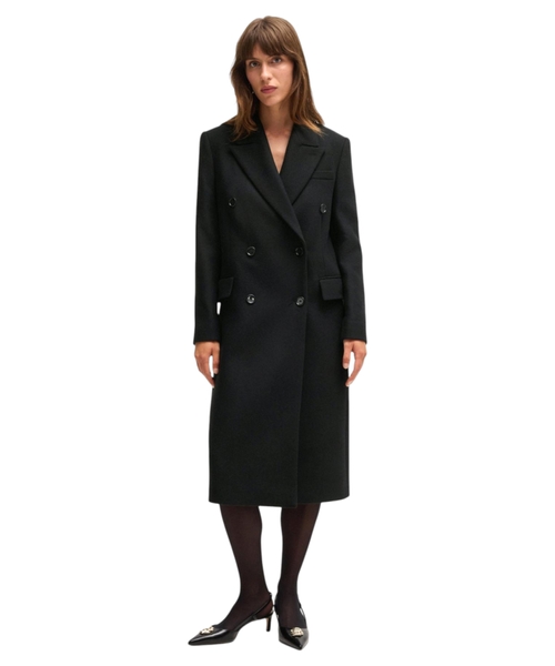 Double-breasted twill coat