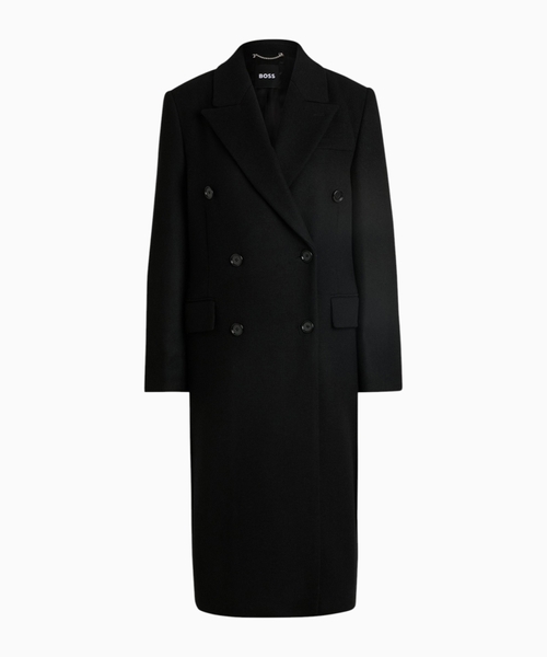 Double-breasted twill coat