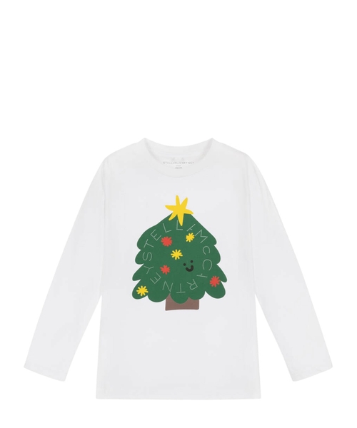 Şam ağacı printli pambıq T-shirt