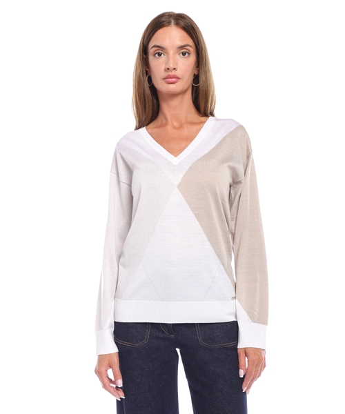 Wool and silk V-neck sweater