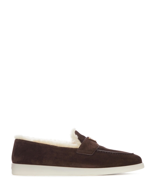 Suede shearling loafers