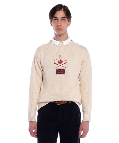 Flag cotton-linen mockneck sweater