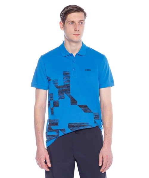 Printed cotton polo shirt