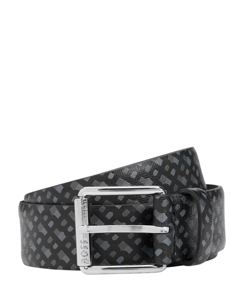 Italian-leather belt with monogram print
