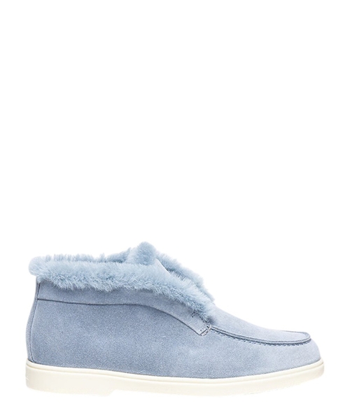 Suede and shearling desert loafers