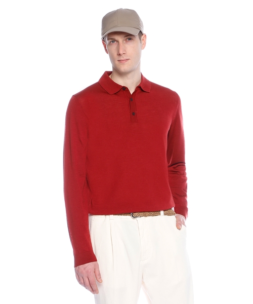 Long sleeve wool polo