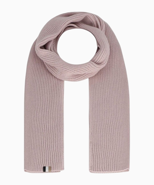 Ribbed scarf with signature stripe label