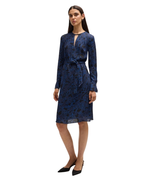 Платье с длинными рукавами и цветочным принтом