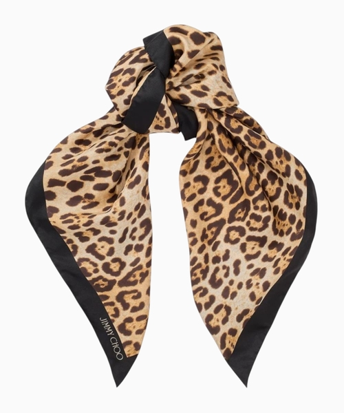 Leopard-print silk foulard