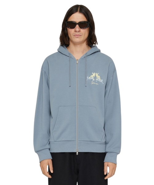 Zipped hoodie in fleece with Hubert Objects embroidery