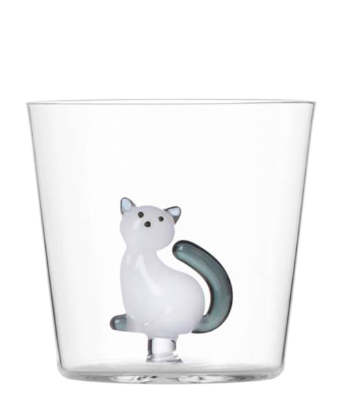 Tumbler white cat with smoke tail