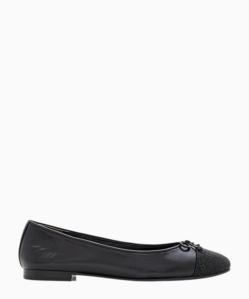 Leather ballet flats with rhinestones