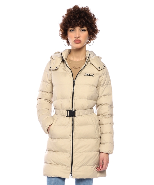 Quilted jacket with hood and logo embroidery