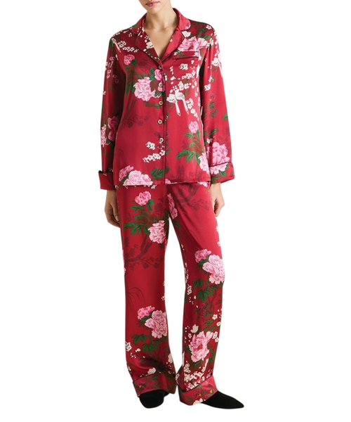 Lila floral-print silk pajama set