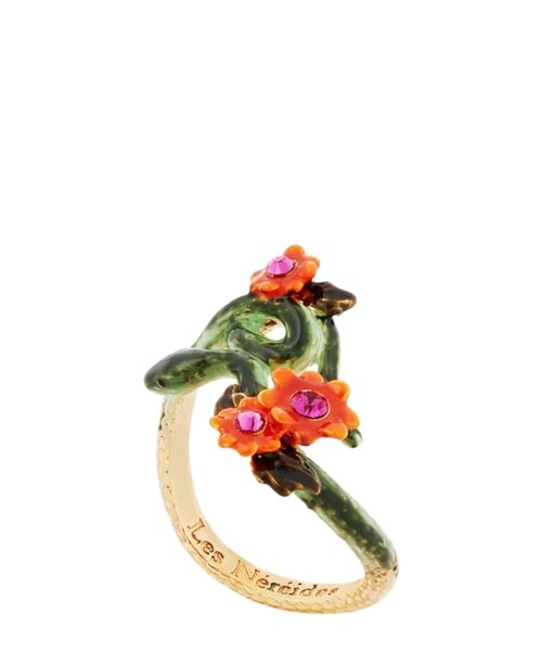 Кольцо Snake and orange flowers cocktail ring