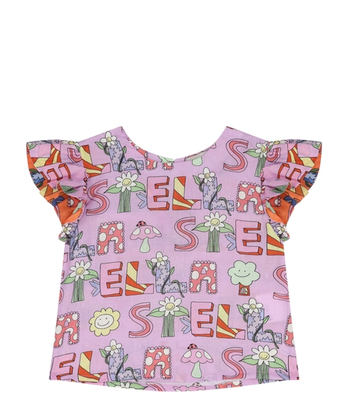 Logo and flower printed top