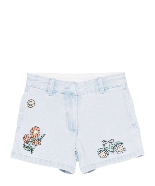 Embroidered denim shorts