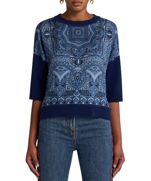 Knit jumper with print