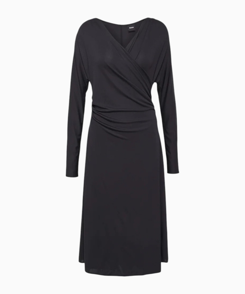 Ettita long-sleeved dress with wrap front