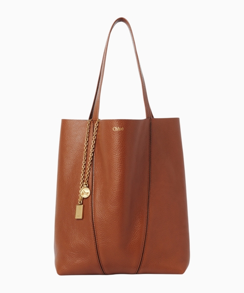 Spin tote bag in grained leather