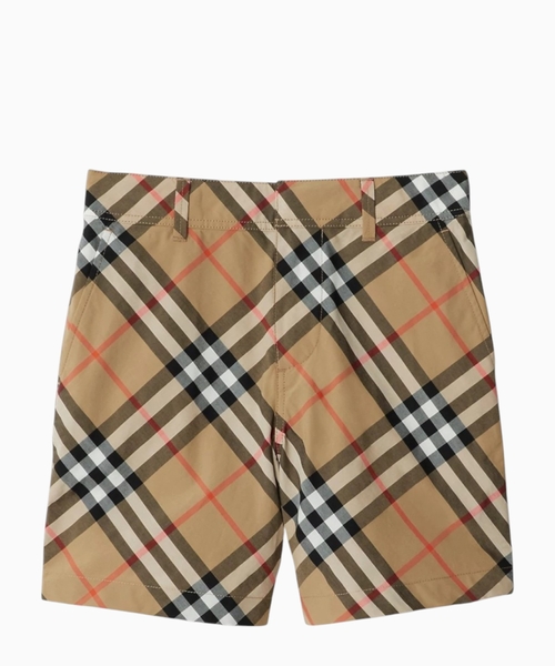 Vintage-Check print cotton shorts