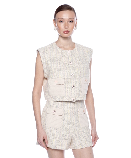 Твидовый жилет с ложными карманами