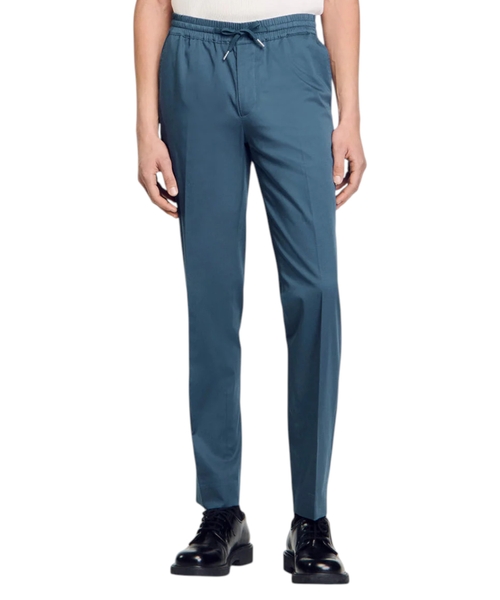 Elasticated straight-leg trousers