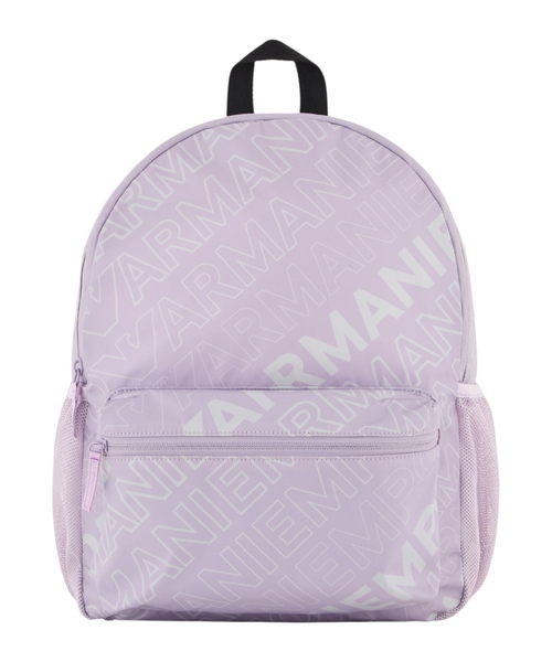 Nylon backpack with all-over logo lettering print