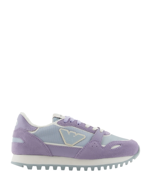 Mesh sneakers with suede details and eagle patch
