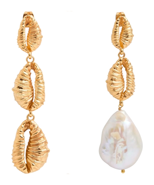 Dəniz qabığı üslublu asimmetrik uzun sırğalar