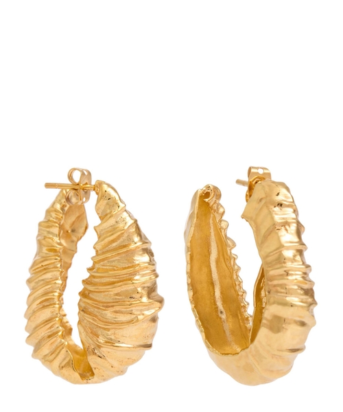 Dəniz qabığı üslubunda qızıl örtüklü halqa sırğalar