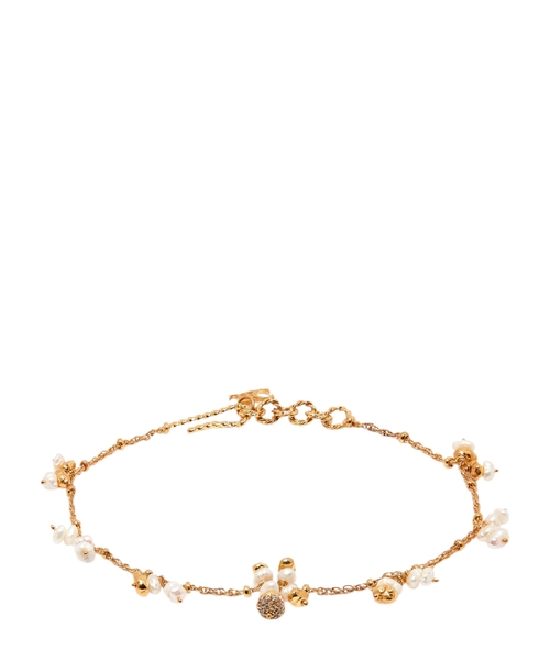 Anklet bracelet decorated with pearls