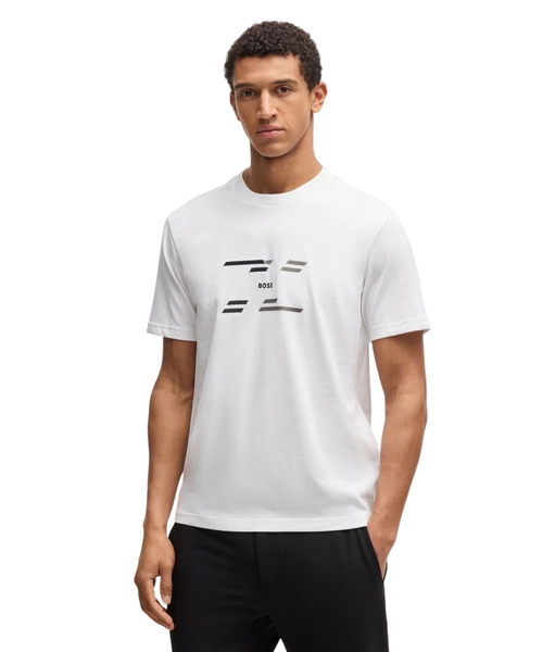 Grafik loqo printli düz biçimli T-shirt