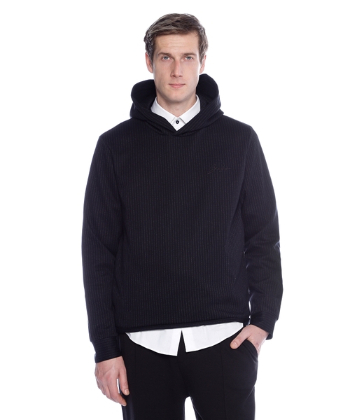Striped hoodie with logo embroidery