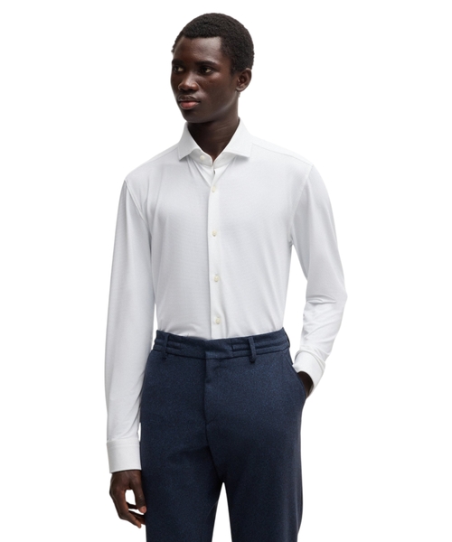 Slim-fit shirt in performance-stretch jersey