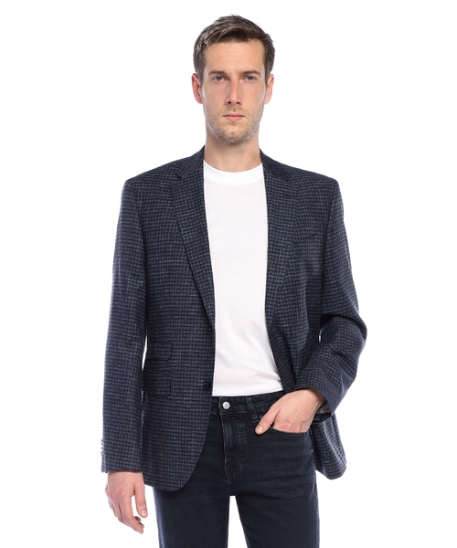 Regular-fit blazer in checked stretch cloth