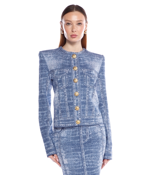 Denim-effect cardigan