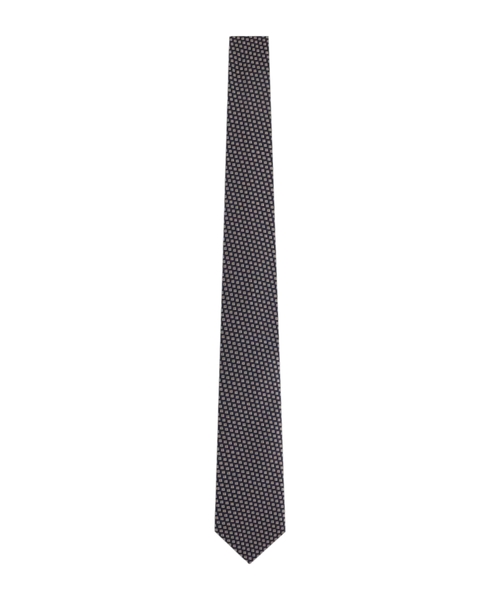 Pure silk tie with geometric jacquard motif